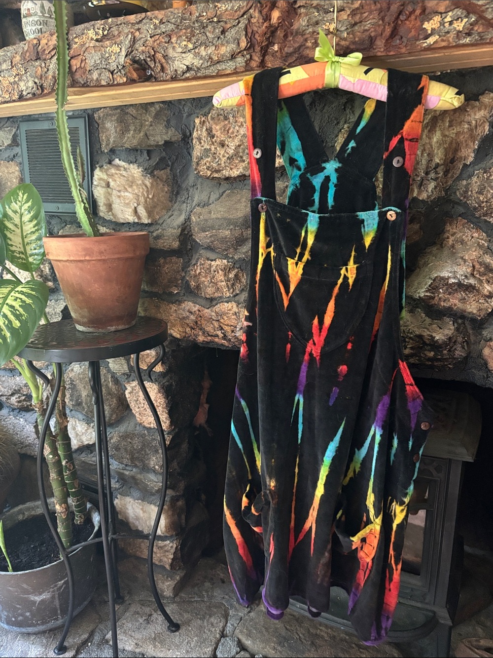 Black Tie-Dye Mini Dress with Rainbow Accent